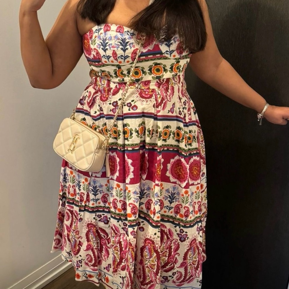 Mango Multicolor Strapless Dress